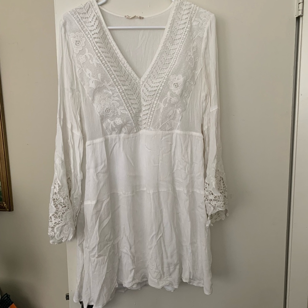 Altar’d State White Long-sleeve Dress- Size Medium